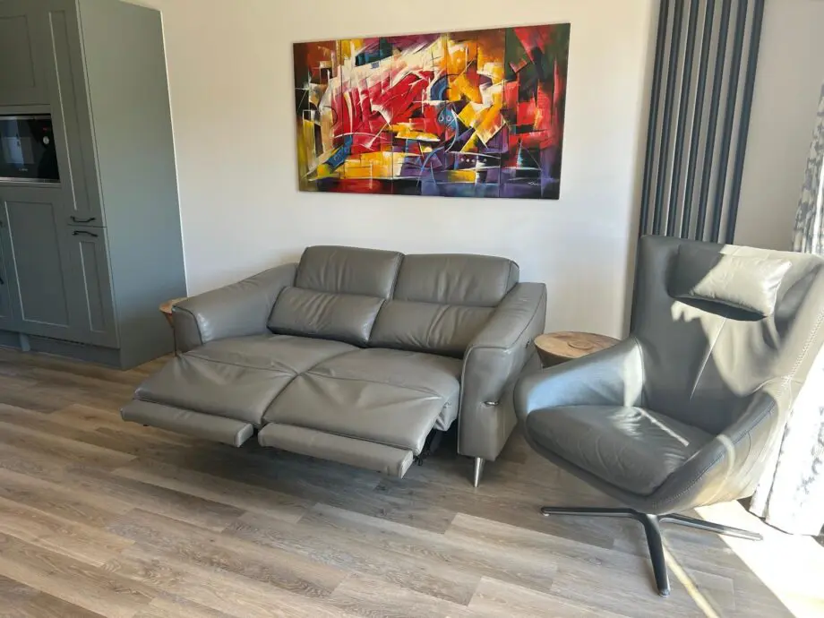 Leather 2 seater electric reclining sofa