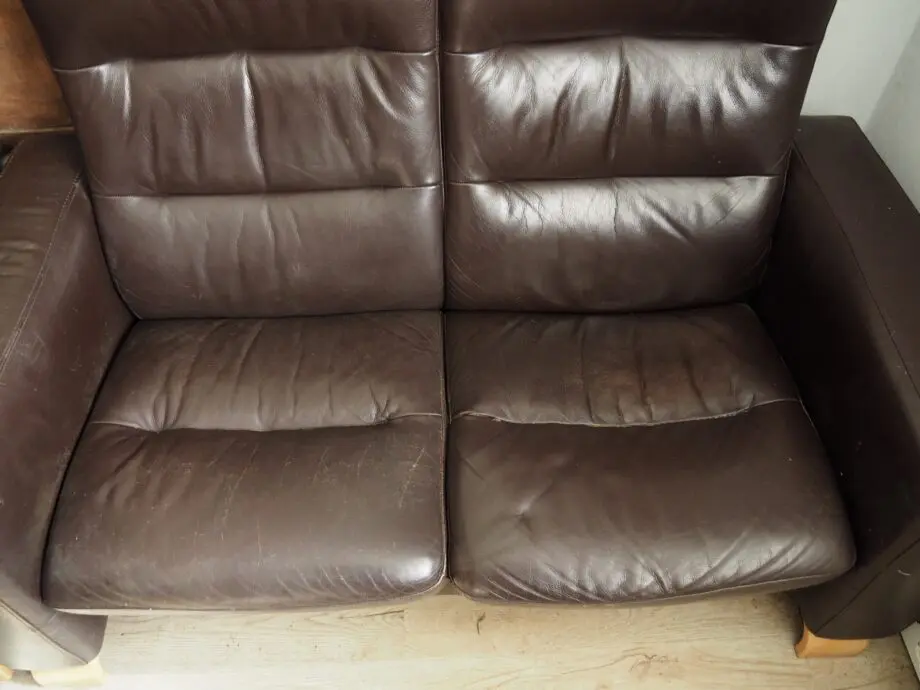 2 Stressless Brown Leather Recliner Sofas with Footstool