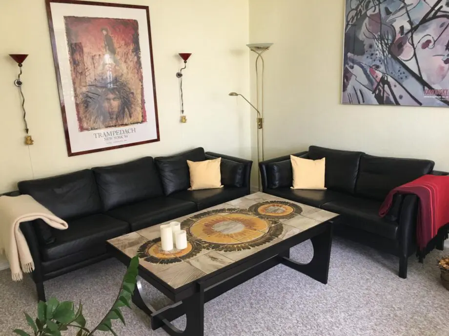 Classic Mogens Hansen Danish 3 Seater Sofa - Black Leather