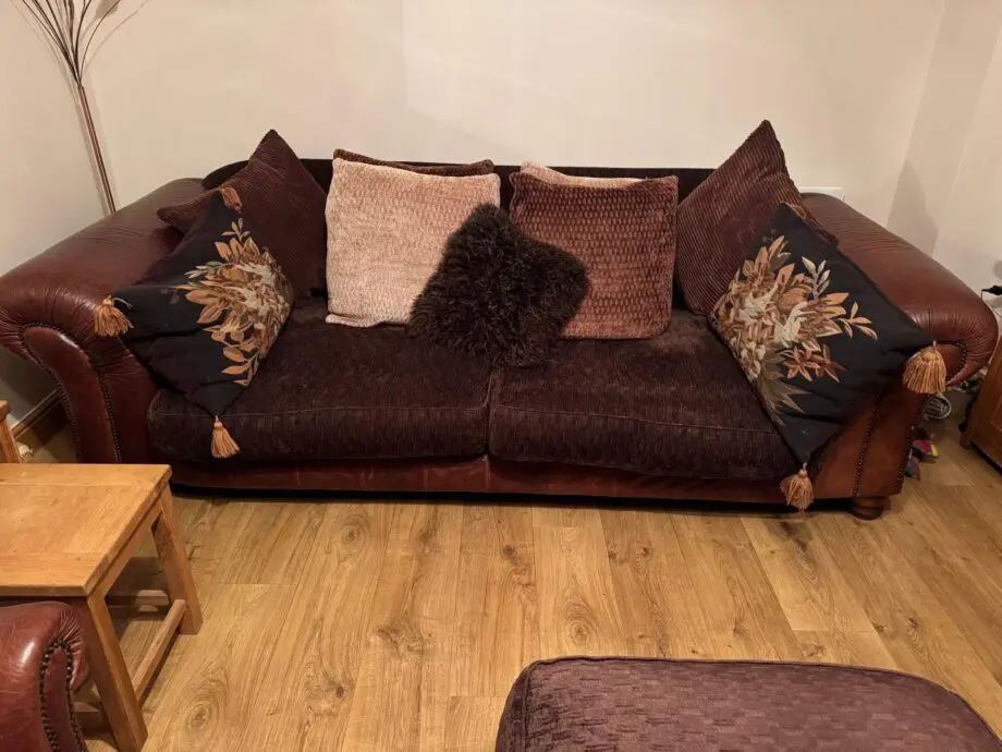 Eddershaws sofa, chair and foot stool