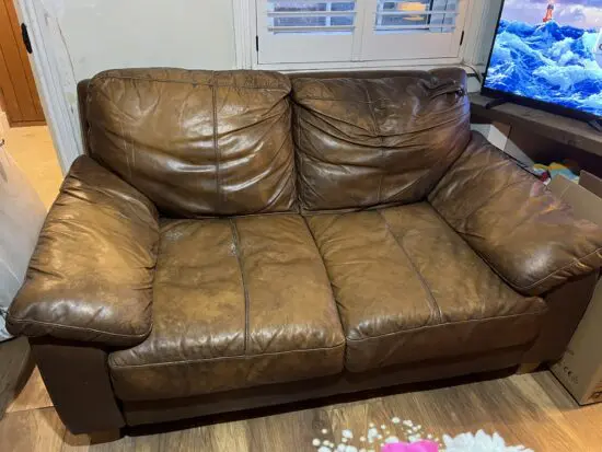 Brown leather sofa