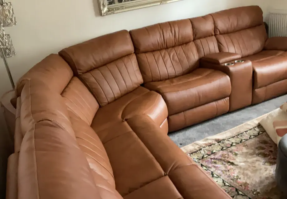 Corner softer tan real leather 1 year 6 moths old