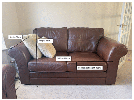 Brown Leather 2-Seater Sofa and Armchair with Plush Cushions
