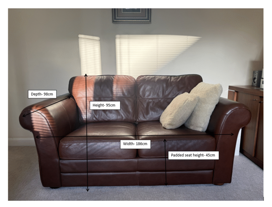 Brown Leather 2-Seater Sofa and Armchair with Plush Cushions