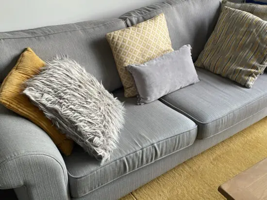 DFS Angelic 3-Seater Sofa (Fabric: Cotswold Plain, Colour: Ash) sold with additional cushions