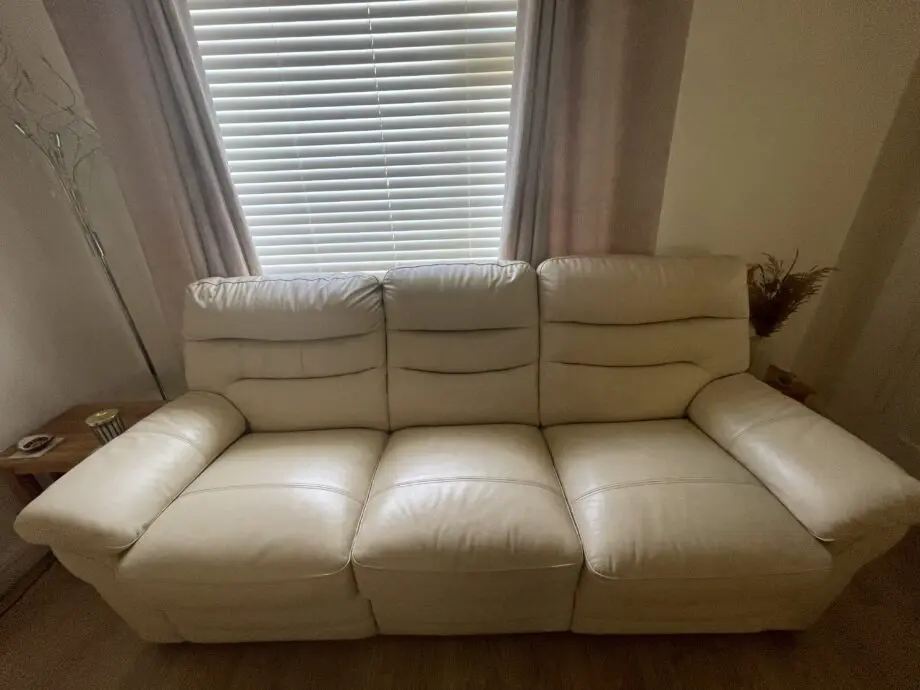 100% genuine soft grain cream Italian leather recliner 3+2 sofas