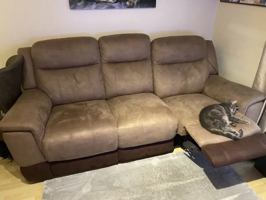 Brown 2 tone 3 seater recliner DFS