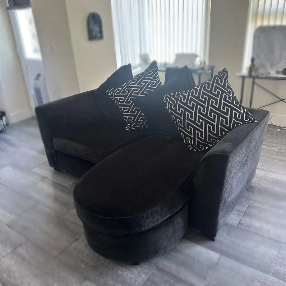 DFS Loleta 3 Seater Lounger Pillow Back Black Crushed Velvet