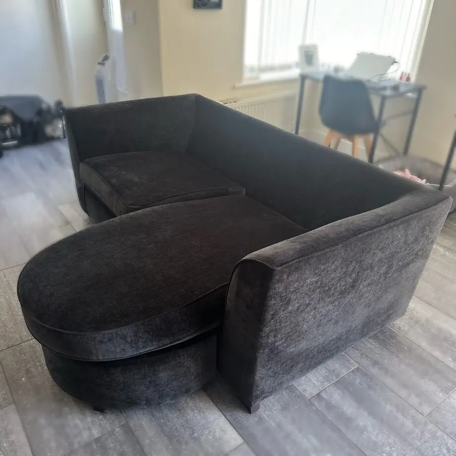 DFS Loleta 3 Seater Lounger Pillow Back Black Crushed Velvet