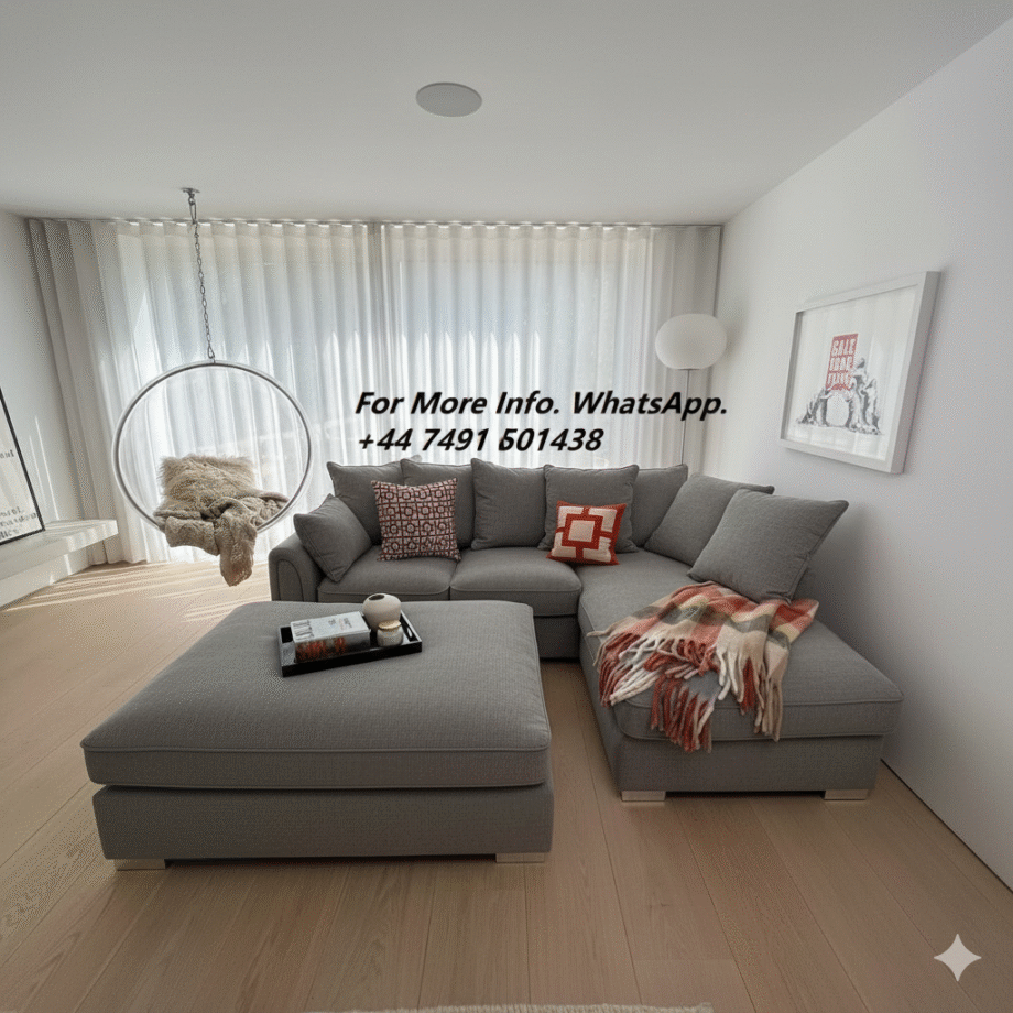 Dfs Grey L-Shape Corner Sofa For Sale