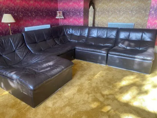 INCANTO Chestnut Brown 5 piece Modular Leather Corner Sofa Set