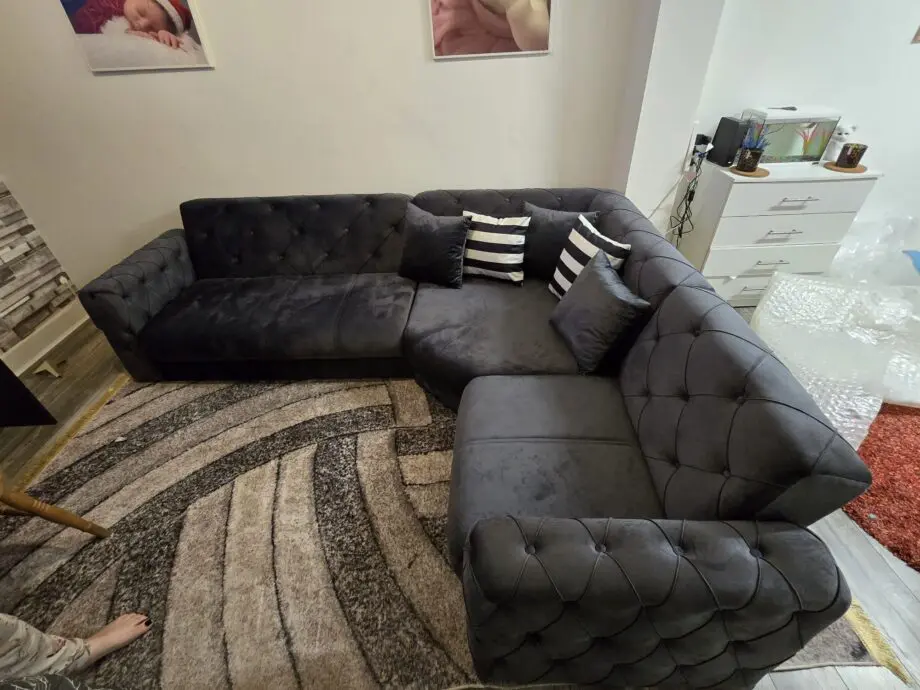 Corner sofa bed with storage in grey colour very comfortable