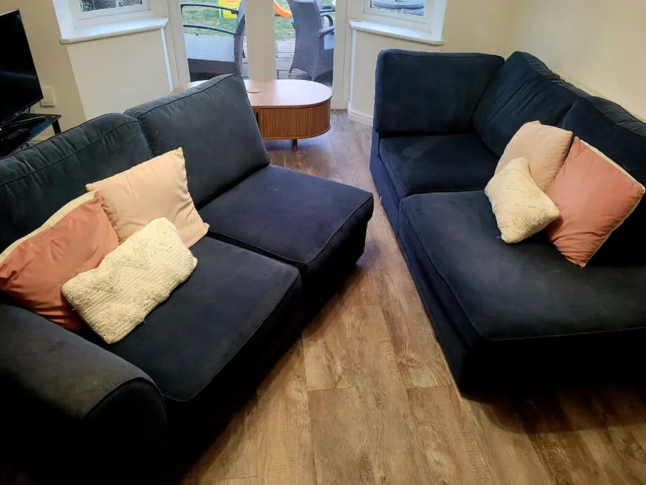 DFS Orka Velvet Blue, Left Hand Facing Corner