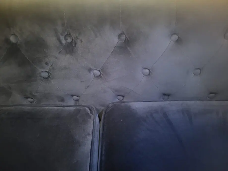 NEXT Velvet 3-Seater Modern Chesterfield Style Sofa Blue with Black Wooden Feet
