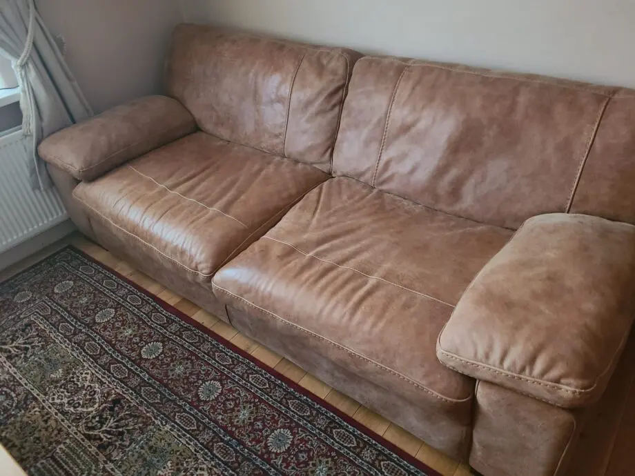 Brown leather, 3 seater and a 2 seater, Linar from Sofology , Nubuck
