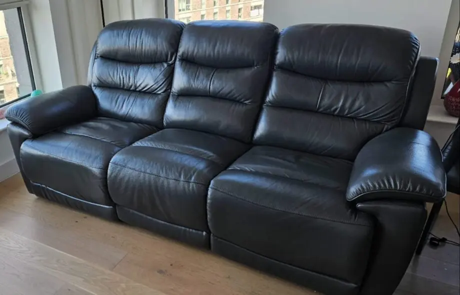 DFS black leather sofa 3 seats