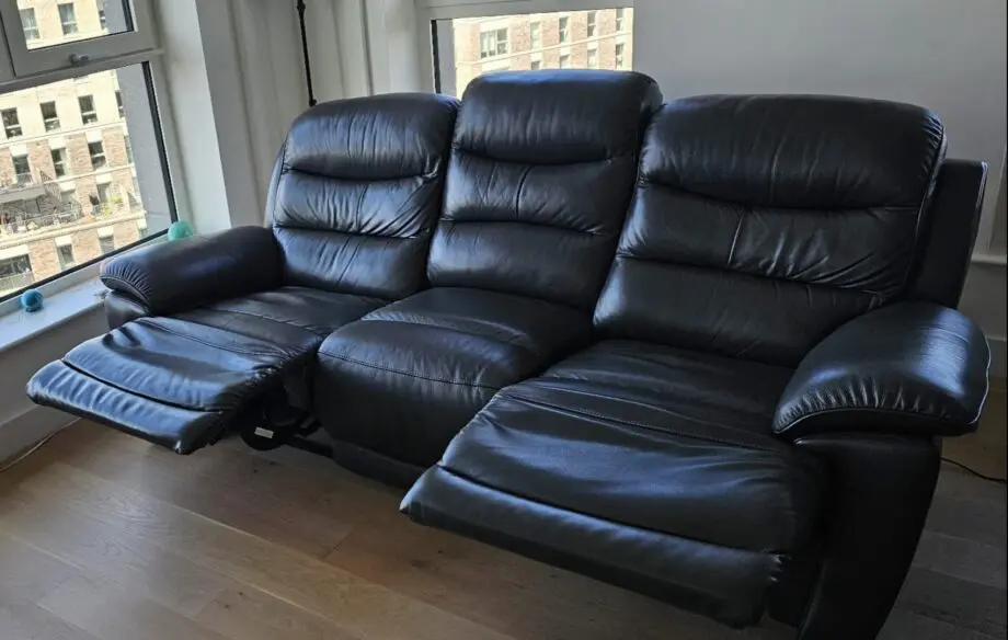 DFS black leather sofa 3 seats