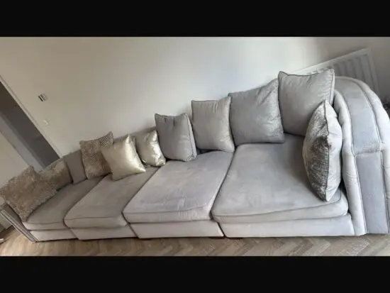 Sofology Boodles grey corner sofa and footstool