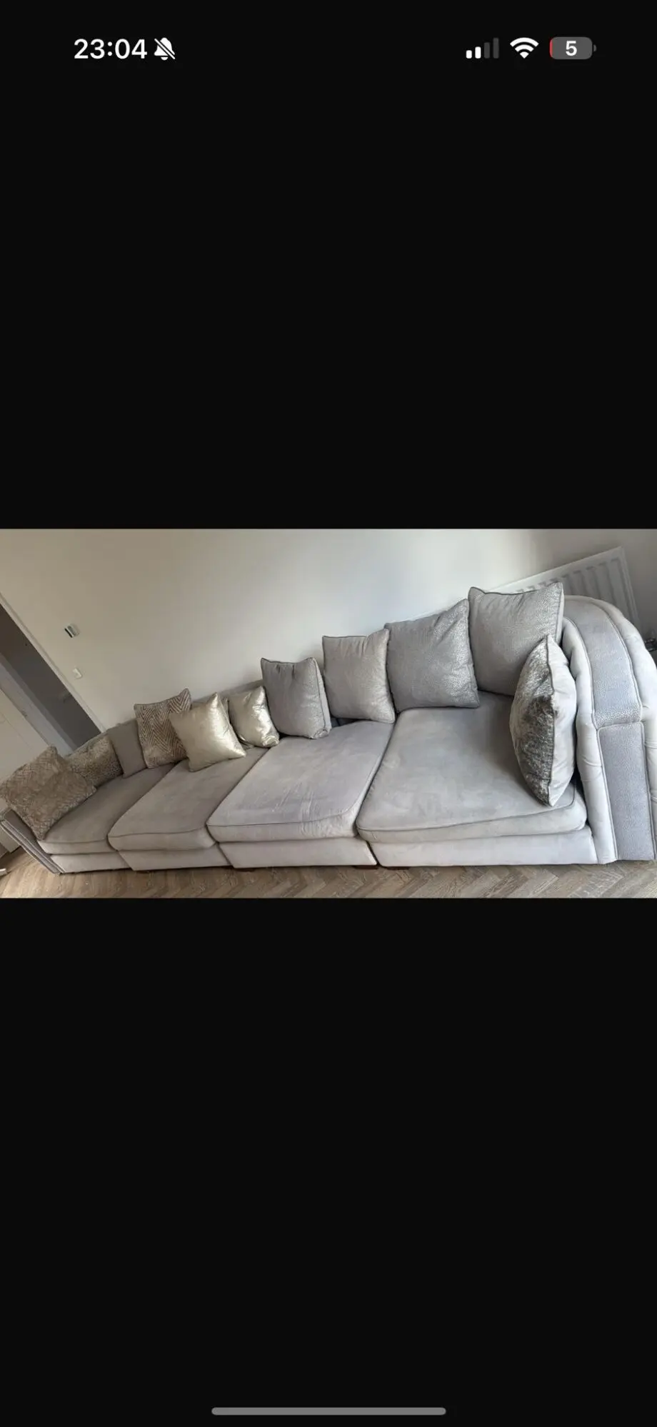 Sofology Boodles grey corner sofa and footstool