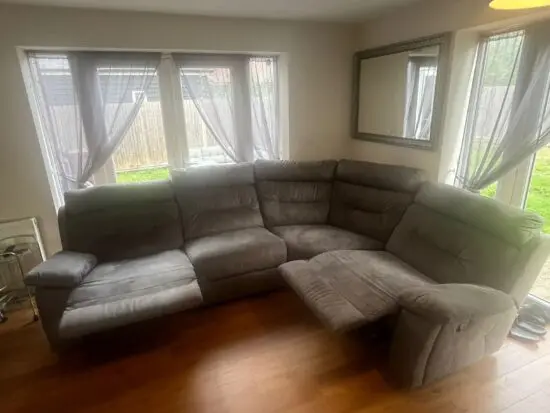 SES Hunter endurance slate reclining courner sofa with matching reclining armchair