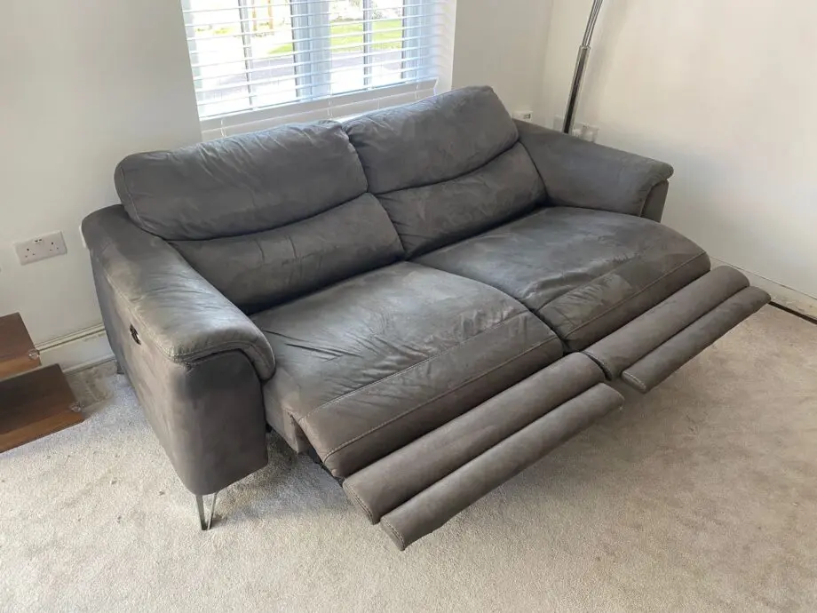 Sofolofy Parma 3-Seater Double Power Recliner Sofa, Charcoal Grey