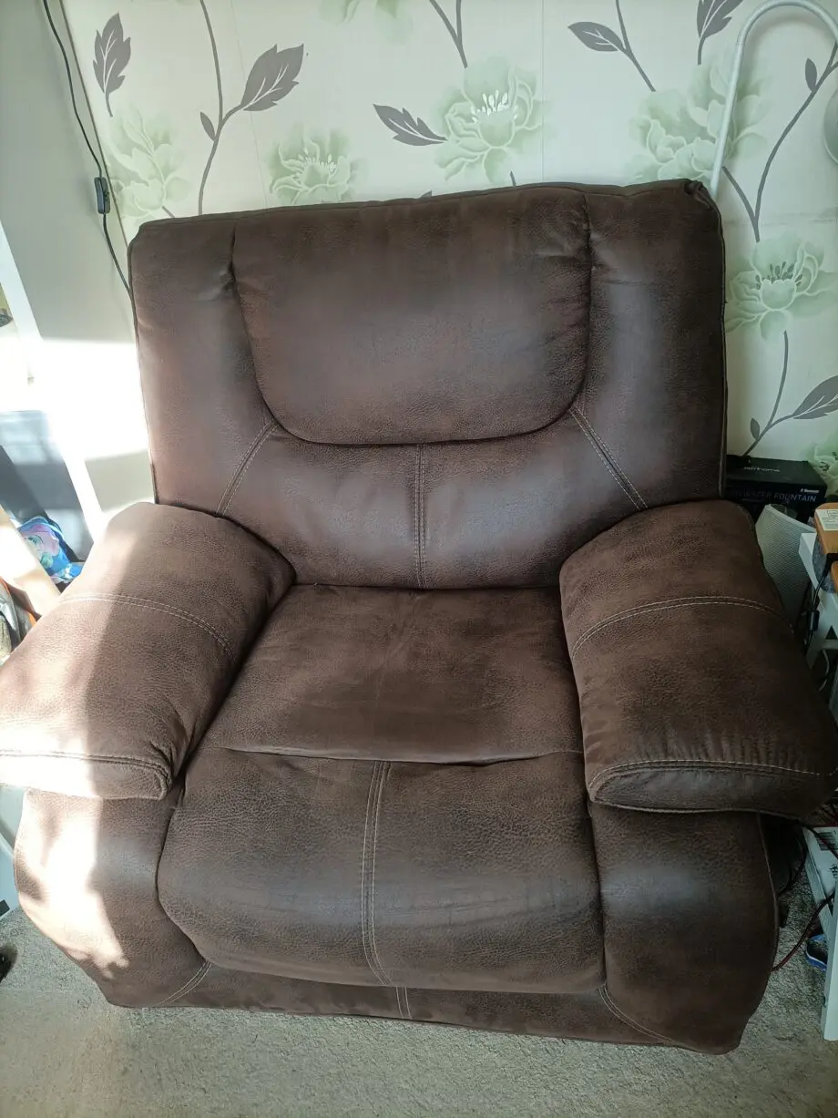 Scs brown soft leather sofa and chair