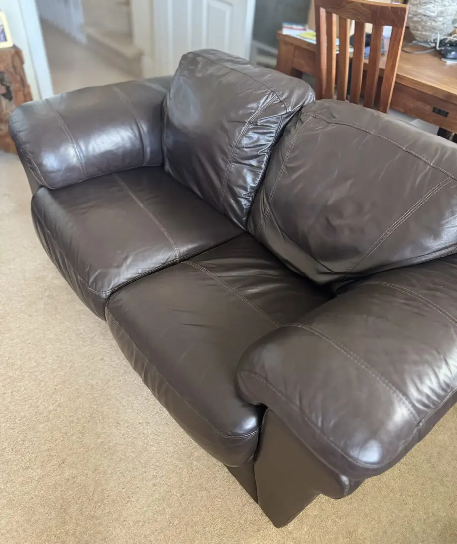 Stunning Brown Real Leather Two Seater Sofa