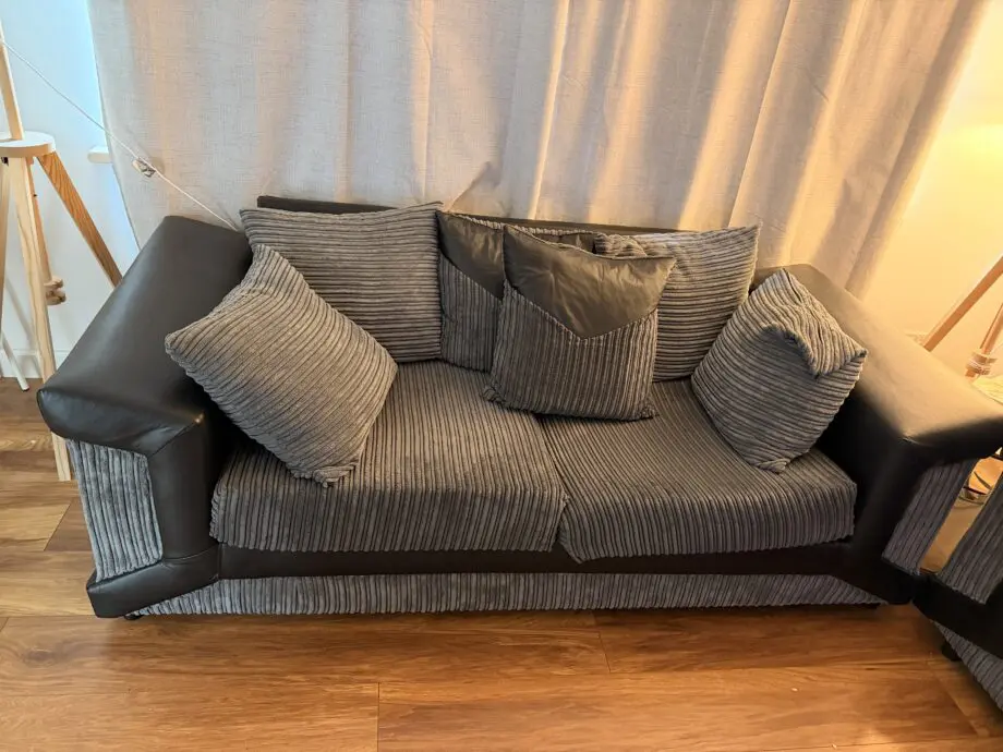 Sleepkings Dino 3 Seater 2 Seater Upholstered Combination Fabric Black Grey (Black & Grey, 3+2 Seater Set)