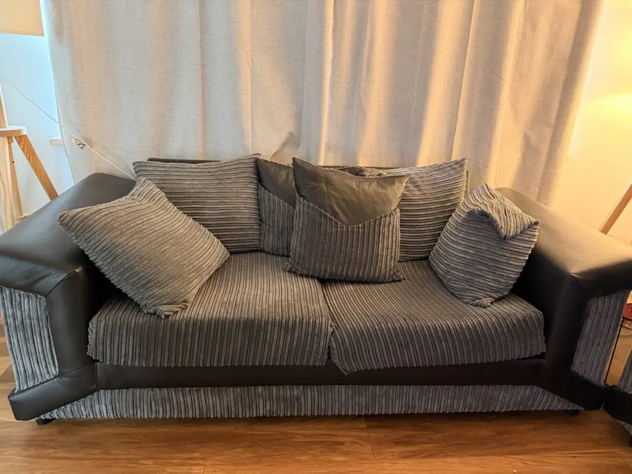 Sleepkings Dino 3 Seater 2 Seater Upholstered Combination Fabric Black Grey (Black & Grey, 3+2 Seater Set)