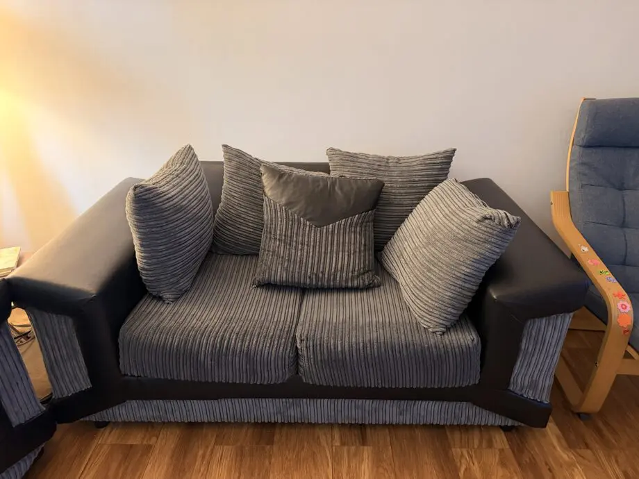 Sleepkings Dino 3 Seater 2 Seater Upholstered Combination Fabric Black Grey (Black & Grey, 3+2 Seater Set)