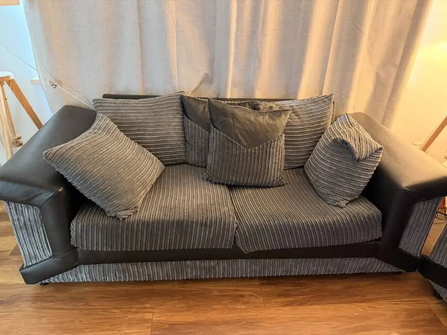 Sleepkings Dino 3 Seater 2 Seater Upholstered Combination Fabric Black Grey (Black & Grey, 3+2 Seater Set)