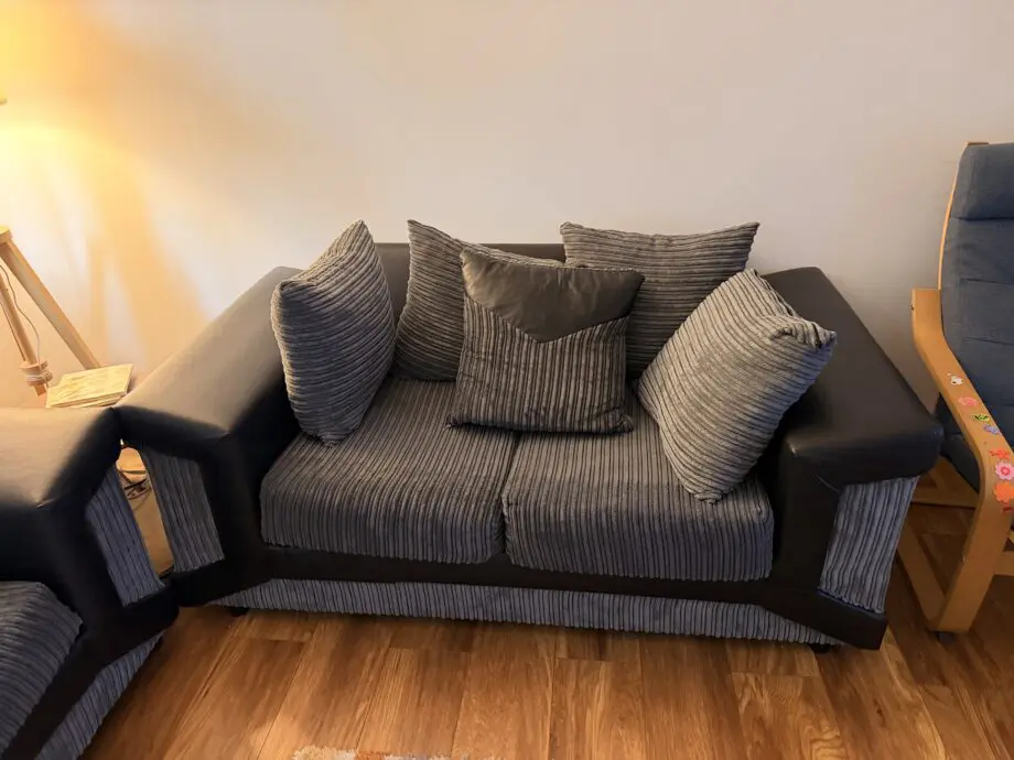 Sleepkings Dino 3 Seater 2 Seater Upholstered Combination Fabric Black Grey (Black & Grey, 3+2 Seater Set)