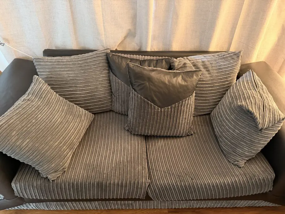 Sleepkings Dino 3 Seater 2 Seater Upholstered Combination Fabric Black Grey (Black & Grey, 3+2 Seater Set)