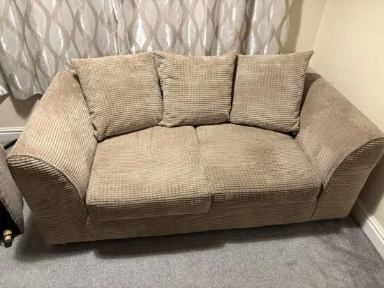 3pc Beige Cord Sofa Set