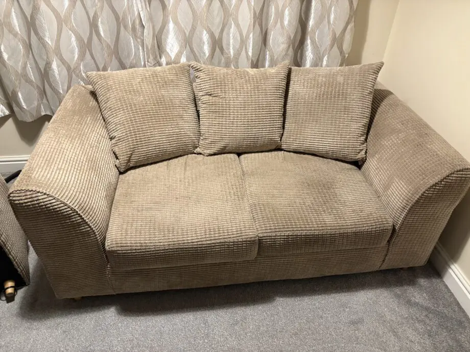 3pc Beige Cord Sofa Set