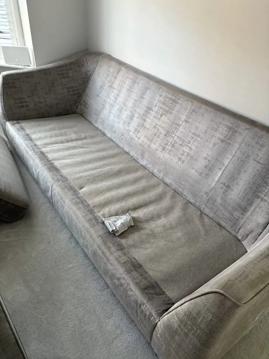 Alpha Designs, Larsen silver and grey 4 seater and 3 seater sofas