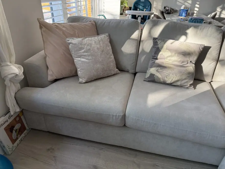 DFS Freya Silver 4-Seater Chaise Foam Sofa | Silver Feet