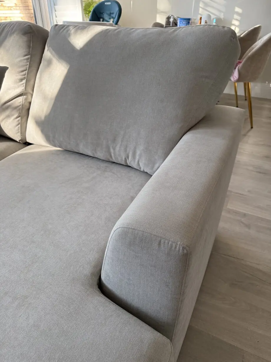 DFS Freya Silver 4-Seater Chaise Foam Sofa | Silver Feet