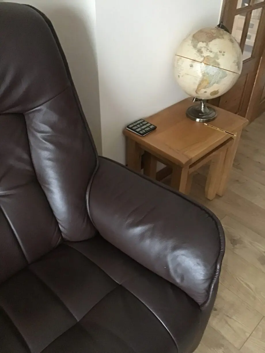 Cookes Himolla brown leather power recliner