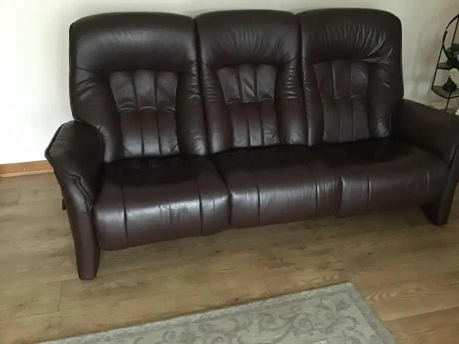 Cookes Himolla brown leather power recliner
