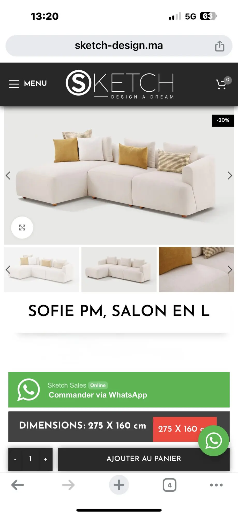 Beige 3 piece corner sofa
