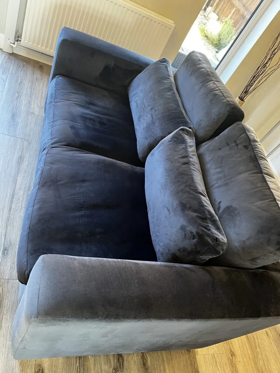 Marks and Spencer navy velvet 2 seater sofa