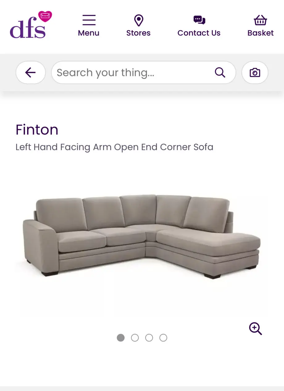 FINTON LHF ARM O/END CNR SOFA