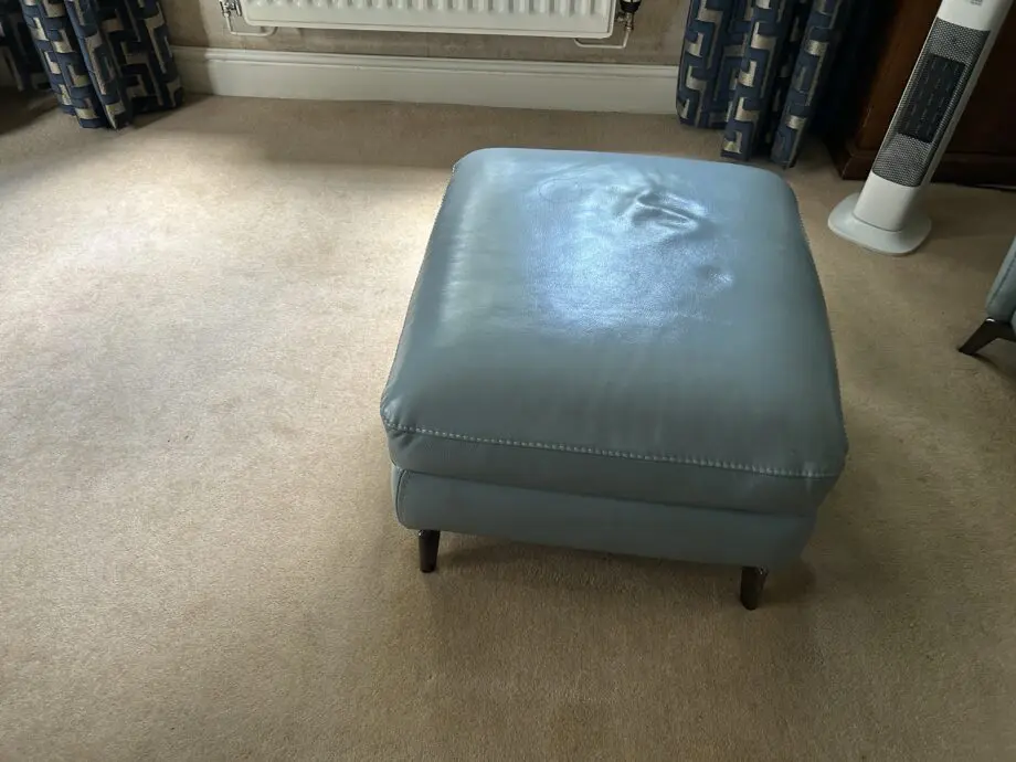 Sky blue sofa and footstool