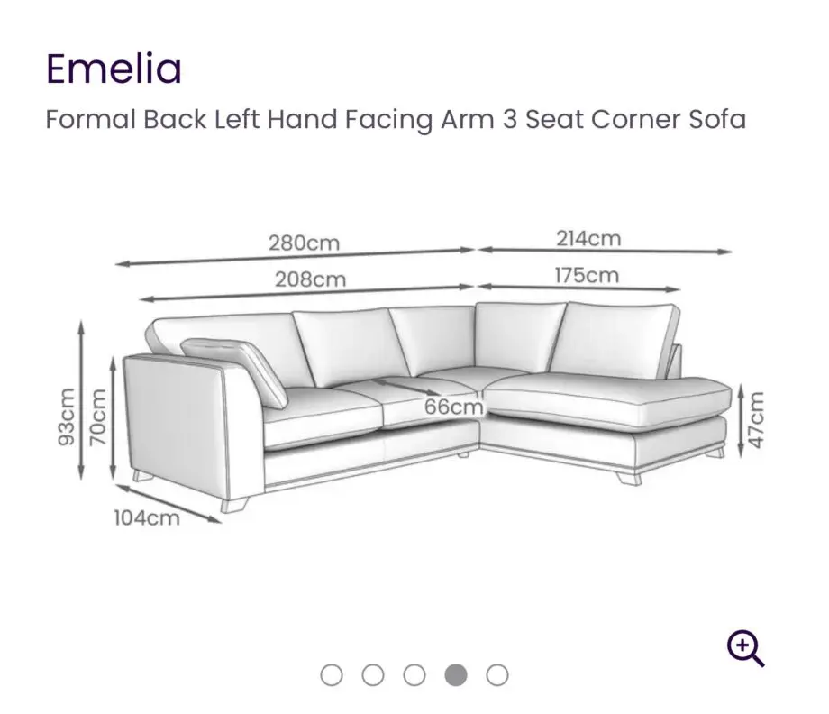 DFS Emelia Left Handed Corner Sofa + Cuddle chair, Grey Plush Velvet