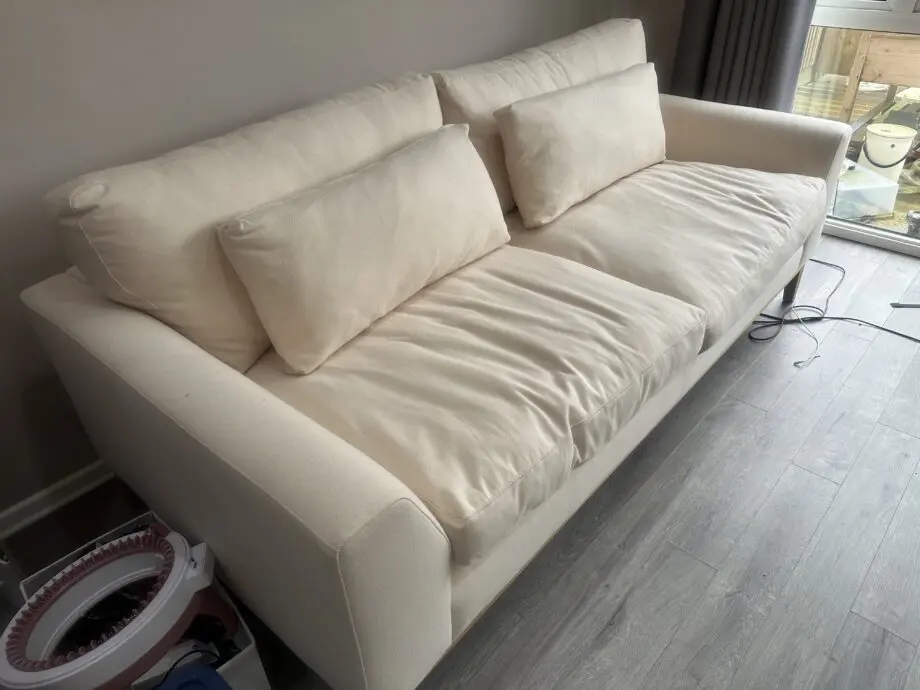 Slow Luxury Organic Sofa – 100% Natural, Non-Toxic, Handmade in UK - (Cream + Owlet)