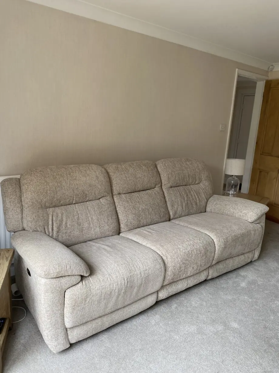 Beige Touch 3 Seater Heavy Duty Fabric Power Recliner Sofa with USB Ports