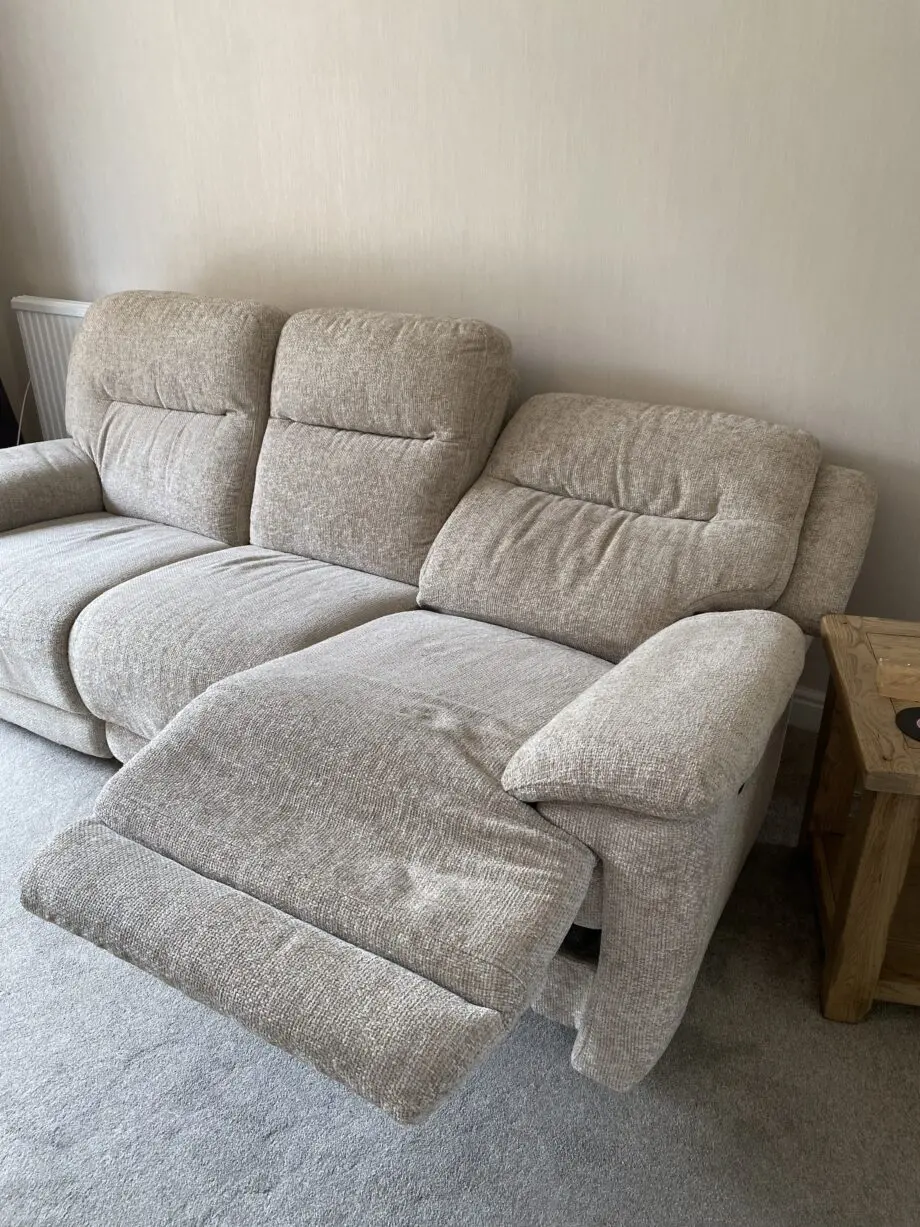 Beige Touch 3 Seater Heavy Duty Fabric Power Recliner Sofa with USB Ports