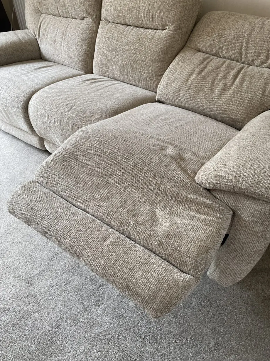 Beige Touch 3 Seater Heavy Duty Fabric Power Recliner Sofa with USB Ports