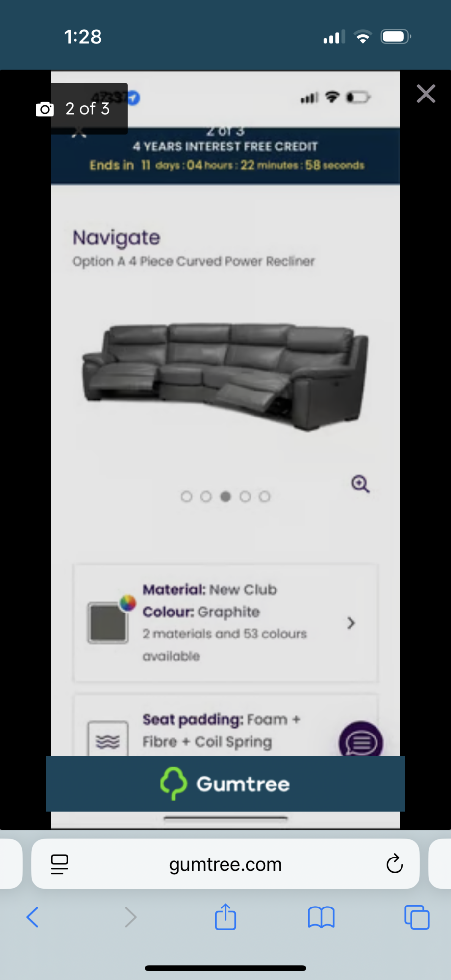 DFS Navigate tanned curved sofa